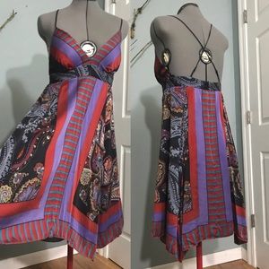 100% Silk Handkerchief Hem Boho Slip Dress